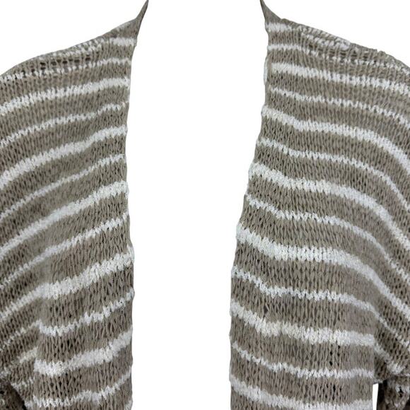 Soft Surroundings Lucie Striped Open Long Knit Cardigan Sweater Cotton Blend S - Picture 5 of 16